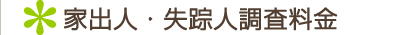 家出人・失踪人調査料金